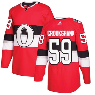 Men's Angus Crookshank Ottawa Senators Adidas 100 Classic Jersey - Authentic Red
