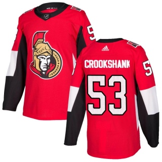 Men's Angus Crookshank Ottawa Senators Adidas Home Jersey - Authentic Red