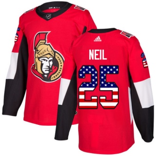 Men's Chris Neil Ottawa Senators Adidas USA Flag Fashion Jersey - Authentic Red