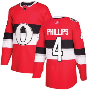 Men's Chris Phillips Ottawa Senators Adidas 100 Classic Jersey - Authentic Red