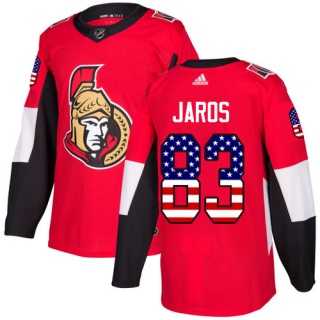 Men's Christian Jaros Ottawa Senators Adidas USA Flag Fashion Jersey - Authentic Red