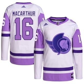 Men's Clarke MacArthur Ottawa Senators Adidas Hockey Fights Cancer Primegreen Jersey - Authentic White/Purple