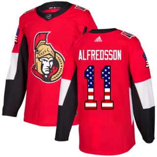 Men's Daniel Alfredsson Ottawa Senators Adidas USA Flag Fashion Jersey - Authentic Red