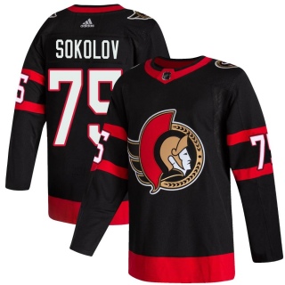Men's Egor Sokolov Ottawa Senators Adidas 2020/21 Home Jersey - Authentic Black