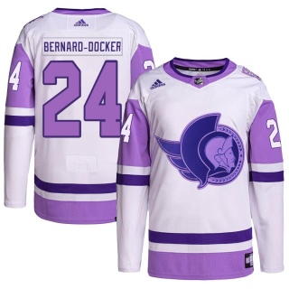 Men's Jacob Bernard-Docker Ottawa Senators Adidas Hockey Fights Cancer Primegreen Jersey - Authentic White/Purple