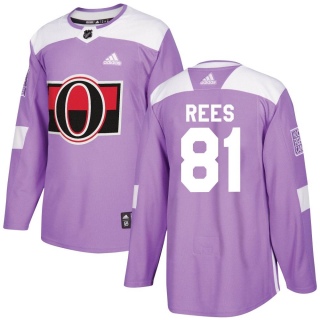 Men's Jamieson Rees Ottawa Senators Adidas Fights Cancer Practice Jersey - Authentic Purple