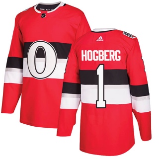 Men's Marcus Hogberg Ottawa Senators Adidas 100 Classic Jersey - Authentic Red