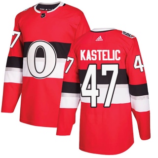 Men's Mark Kastelic Ottawa Senators Adidas 100 Classic Jersey - Authentic Red