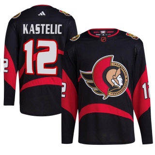 Men's Mark Kastelic Ottawa Senators Adidas Reverse Retro 2.0 Jersey - Authentic Black