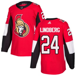 Men's Oscar Lindberg Ottawa Senators Adidas Home Jersey - Authentic Red