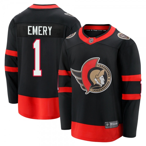 Men's Ray Emery Ottawa Senators Fanatics Branded Breakaway 2020/21 Home Jersey - Premier Black