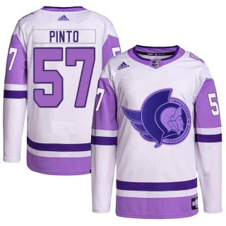 Men's Shane Pinto Ottawa Senators Adidas Hockey Fights Cancer Primegreen Jersey - Authentic White/Purple
