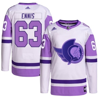 Men's Tyler Ennis Ottawa Senators Adidas Hockey Fights Cancer Primegreen Jersey - Authentic White/Purple