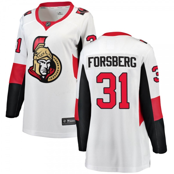 Women's Anton Forsberg Ottawa Senators Fanatics Branded Away Jersey - Breakaway White