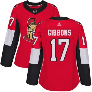 Women's Brian Gibbons Ottawa Senators Adidas Home Jersey - Authentic Red
