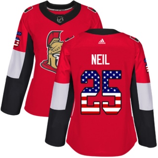 Women's Chris Neil Ottawa Senators Adidas USA Flag Fashion Jersey - Authentic Red