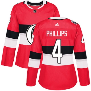 Women's Chris Phillips Ottawa Senators Adidas 100 Classic Jersey - Authentic Red