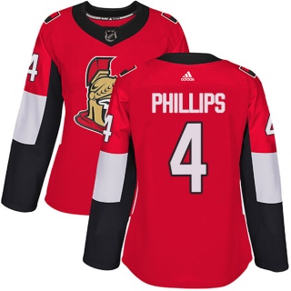 Women's Chris Phillips Ottawa Senators Adidas Home Jersey - Authentic Red