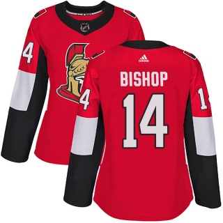 Women's Clark Bishop Ottawa Senators Adidas Home Jersey - Authentic Red