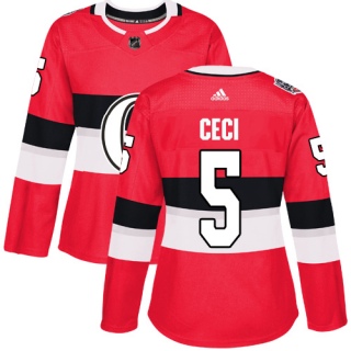 Women's Cody Ceci Ottawa Senators Adidas 100 Classic Jersey - Authentic Red