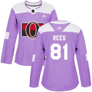 Women's Jamieson Rees Ottawa Senators Adidas Fights Cancer Practice Jersey - Authentic Purple