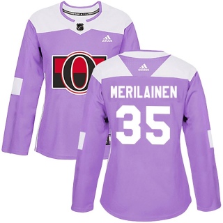 Women's Leevi Merilainen Ottawa Senators Adidas Fights Cancer Practice Jersey - Authentic Purple