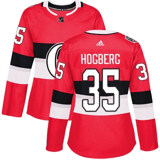 Women's Marcus Hogberg Ottawa Senators Adidas 100 Classic Jersey - Authentic Red