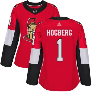 Women's Marcus Hogberg Ottawa Senators Adidas Home Jersey - Authentic Red