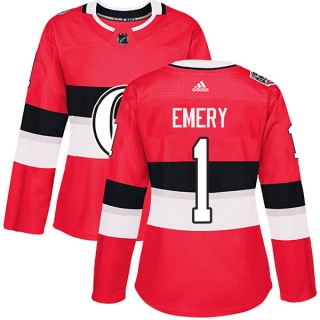 Women's Ray Emery Ottawa Senators Adidas 100 Classic Jersey - Authentic Red
