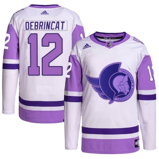 Youth Alex DeBrincat Ottawa Senators Adidas Hockey Fights Cancer Primegreen Jersey - Authentic White/Purple