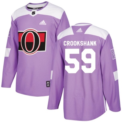 Youth Angus Crookshank Ottawa Senators Adidas Fights Cancer Practice Jersey - Authentic Purple