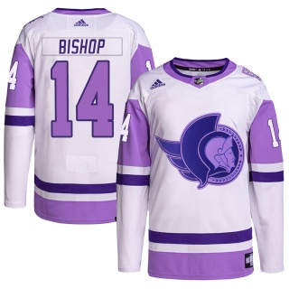 Youth Clark Bishop Ottawa Senators Adidas Hockey Fights Cancer Primegreen Jersey - Authentic White/Purple