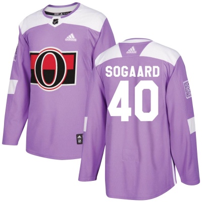 Youth Mads Sogaard Ottawa Senators Adidas Fights Cancer Practice Jersey - Authentic Purple