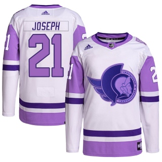 Youth Mathieu Joseph Ottawa Senators Adidas Hockey Fights Cancer Primegreen Jersey - Authentic White/Purple