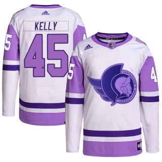 Youth Parker Kelly Ottawa Senators Adidas Hockey Fights Cancer Primegreen Jersey - Authentic White/Purple