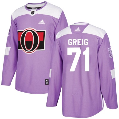 Youth Ridly Greig Ottawa Senators Adidas Fights Cancer Practice Jersey - Authentic Purple