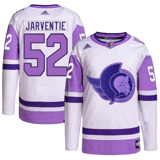 Youth Roby Jarventie Ottawa Senators Adidas Hockey Fights Cancer Primegreen Jersey - Authentic White/Purple